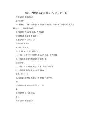 纠正与预防措施记录表（17、16、14、13