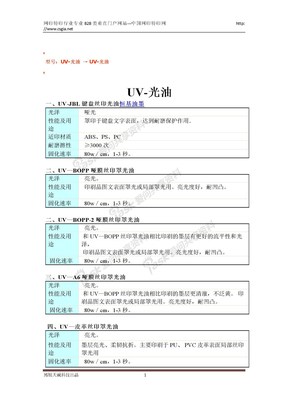 恒基油墨UV-光油系列使用说明书