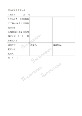 现场消防隐患通知单