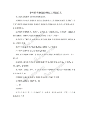 中专销售业务助理实习周记范文