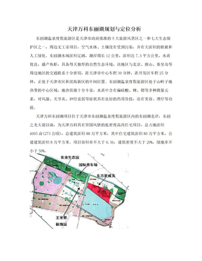 天津万科东丽湖规划与定位分析
