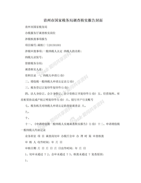 青州市国家税务局调查核实报告封面