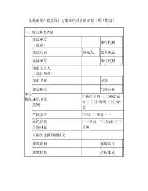 江苏省民用建筑设计方案绿色设计报审表(居住建筑) (1)