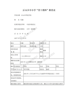 代健骨干教师推荐表