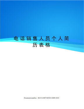 电话销售人员个人简历表格