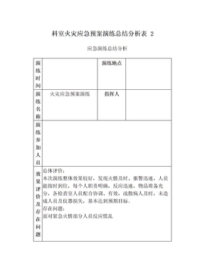 科室火灾应急预案演练总结分析表 2