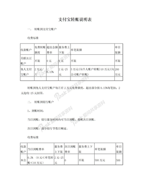 支付宝转账说明表