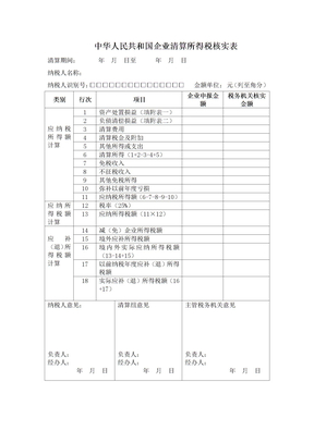 清算所得税核实表