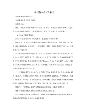 公司董事会工作报告