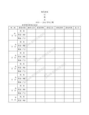 餐具消毒记载表