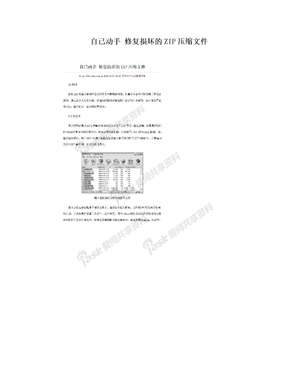 自己动手 修复损坏的ZIP压缩文件