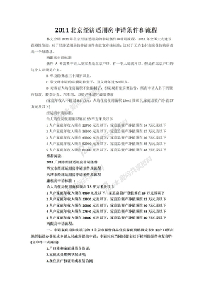 2011北京经济适用房申请条件和流程