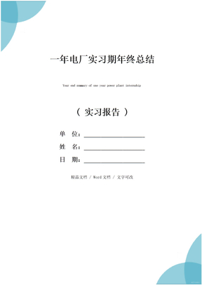 一年电厂实习期年终总结