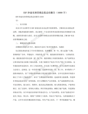 ERP沙盘实训营销总监总结报告（4000字）