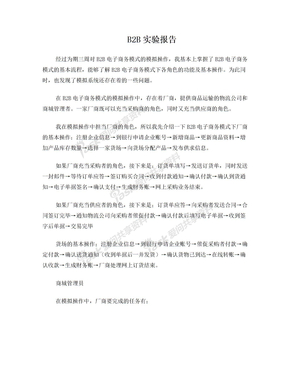 电子商务运营实践 B2B实验报告
