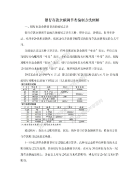 银行存款余额调节表编制方法例解