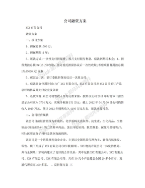 公司融资方案