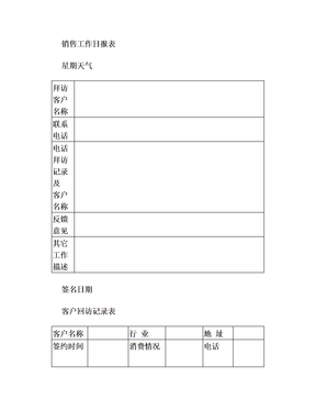 销售部工作日报表