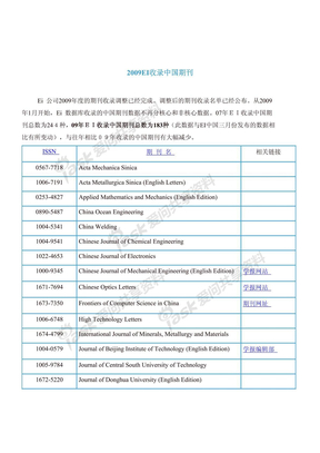 2010年EI收录的中文期刊