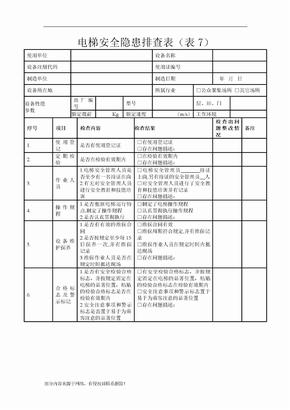 电梯安全隐患排查表