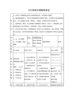 五年级体育课跳绳教案