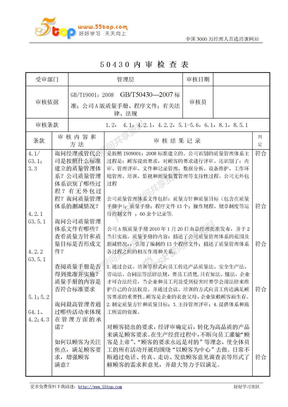 建筑施工内审检查表(各部门完整50430)