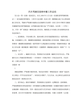 汽车驾驶员技师申报工作总结