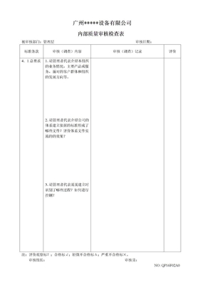 ISO质量检查表