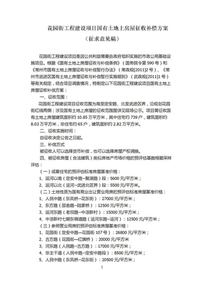 花园街工程建设项目国有土地上房屋征收补偿方案（征求意见稿）