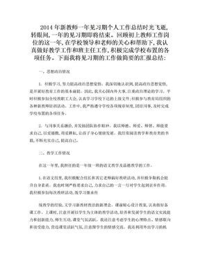 新教师见习期个人工作总结