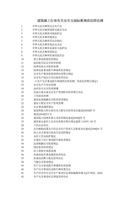 建筑施工行业有关安全方面标准规范法律法规