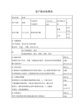 8D报告模版之客户投诉处理表