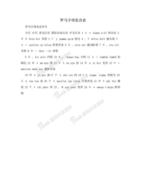 罗马字母发音表