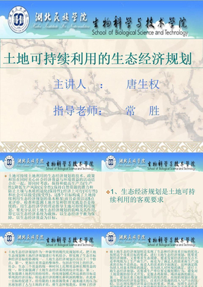 土地可持续利用的生态经济规划