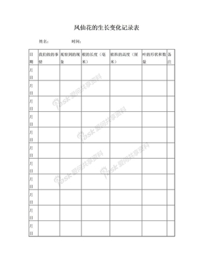 凤仙花的生长变化记录表
