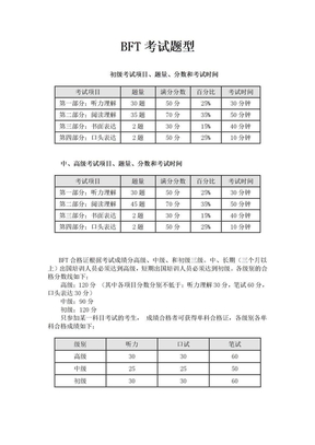 BFT考试题型