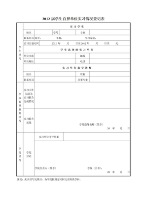 大学生实习报告表格