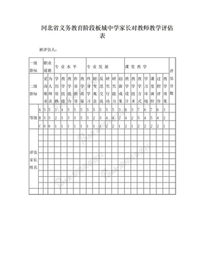 河北省义务教育阶段xx中学家长对教师教学评估表