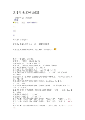 常用Visio2003 快捷键