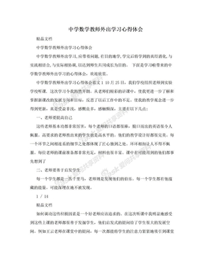 中学数学教师外出学习心得体会