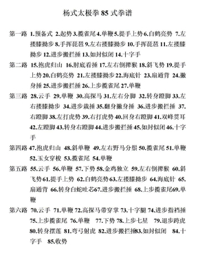 108式太极拳拳谱杨氏太极拳85式拳谱242式太极拳拳谱解读杨氏二十四式