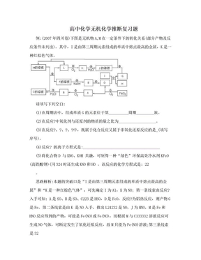 高中化学无机化学推断复习题