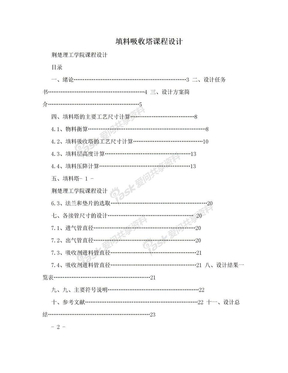 填料吸收塔课程设计