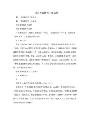 电力设备销售工作总结