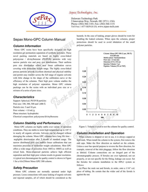 Sepax Mono-GPC Column Manual