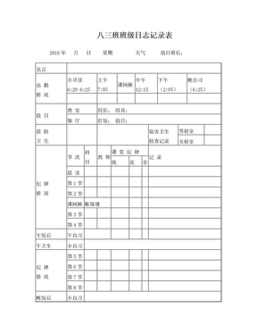 八三班班级日志记录表