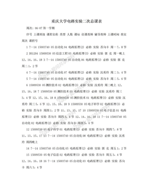 重庆大学电路实验二次总课表