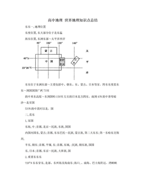 高中地理 世界地理知识点总结