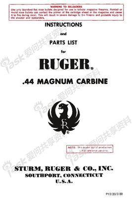 鲁格公司44mag卡宾枪说明书