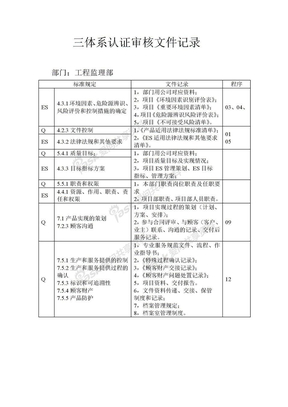 监理公司三体系认证资料